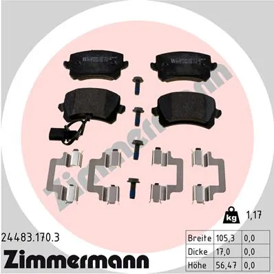 Колодки тормозные задние AUDI Q3 13- ZIMMERMANN 244831703