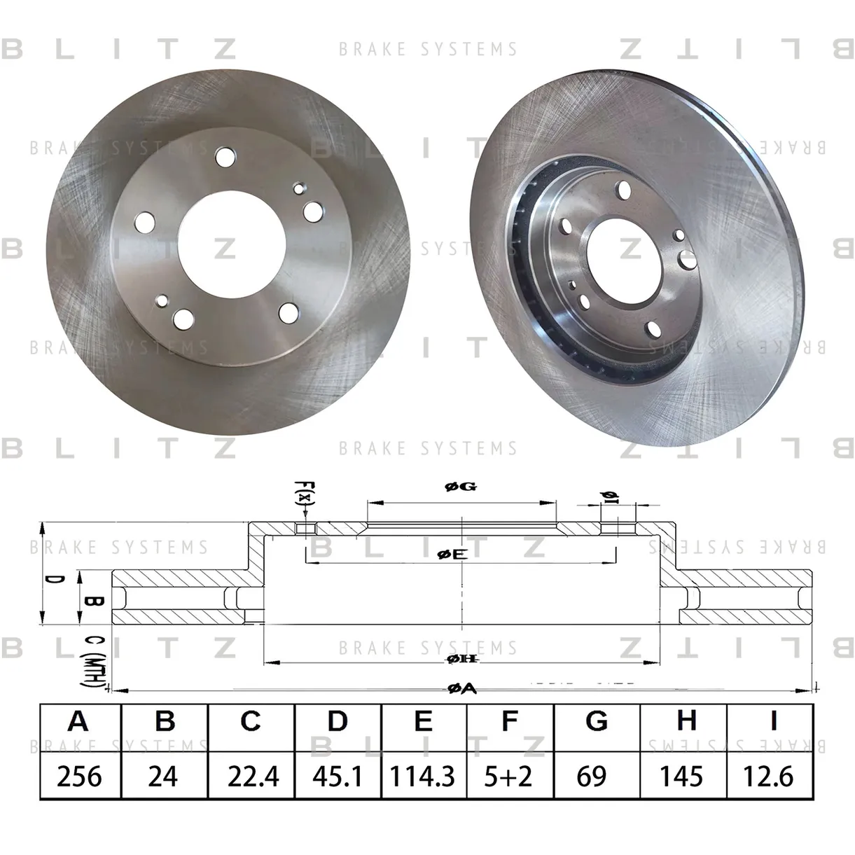Диск тормозной передний вентилируемый CHRYSLER SEBRING 01->, DODGE AVENGER 00->/STRATUS BLITZ BS0590