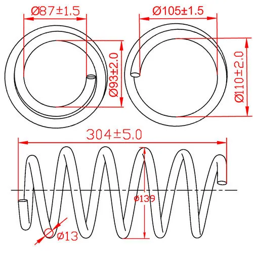 Пружина подвески передней Opel Meriva B, Zafira B, L304-D139-t13 ZIKMAR Z48093R
