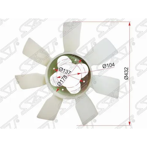 Крыльчатка вентилятора Toyota (двигатель 1-3RZF#, 2TR-FE, 1GR-FE) SAT ST-16361-75020