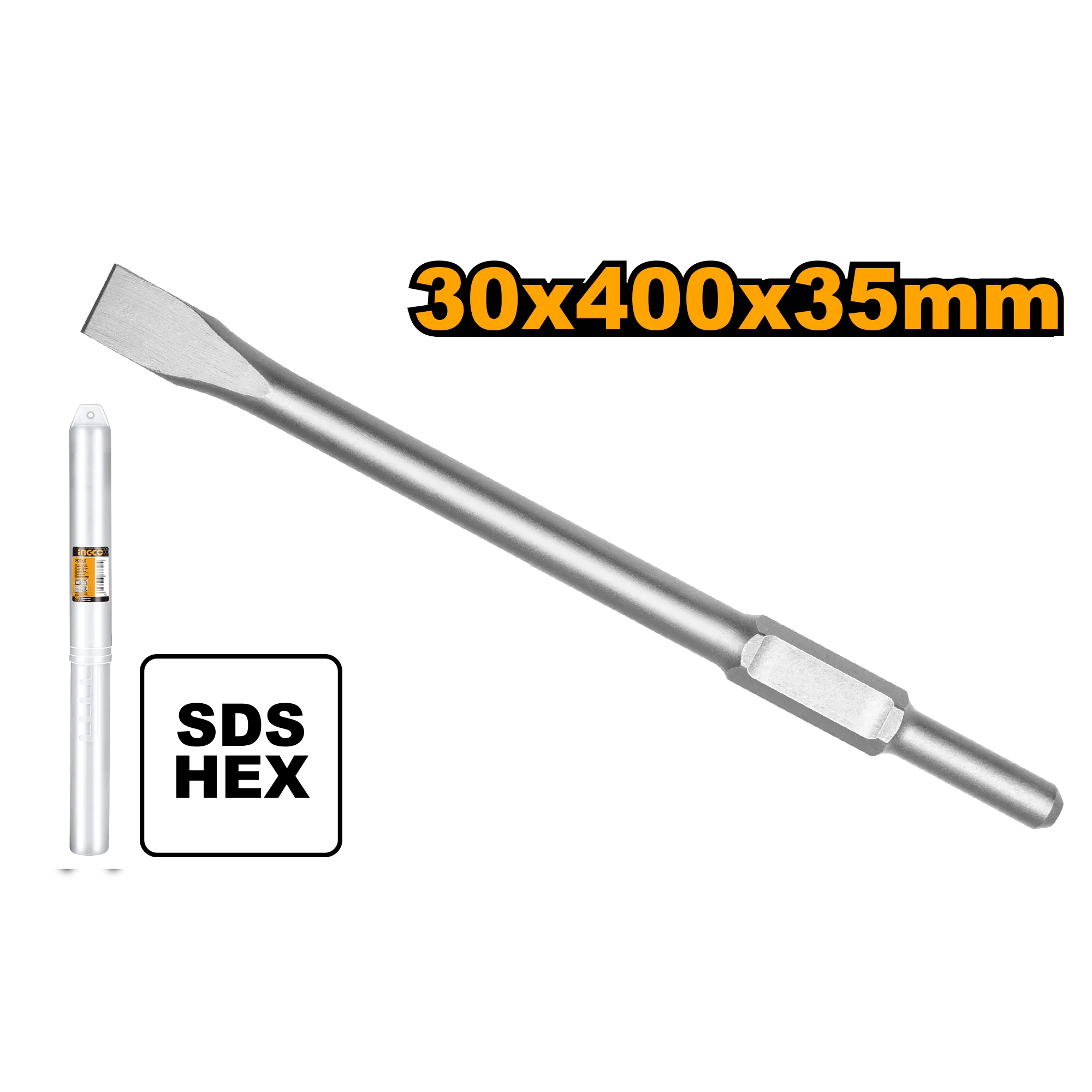 Зубило плоское Hex 30x410x40 мм INGCO DBC0324102