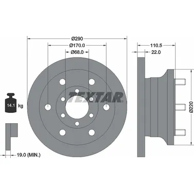 Диск тормозной передний стандартный IVECO TEXTAR 93095100