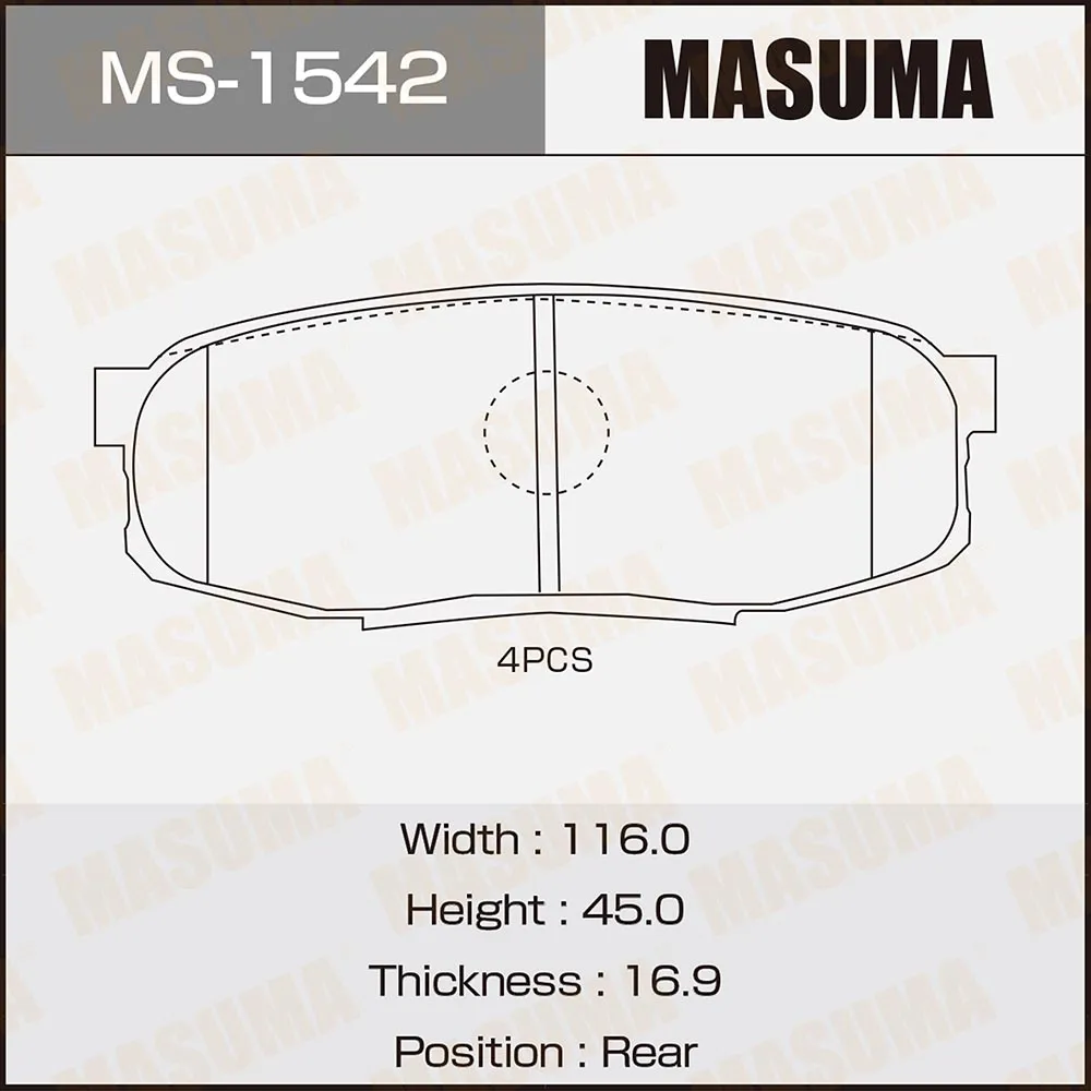 Колодки задние TOYOTA LAND CRUISER MASUMA MS-1542
