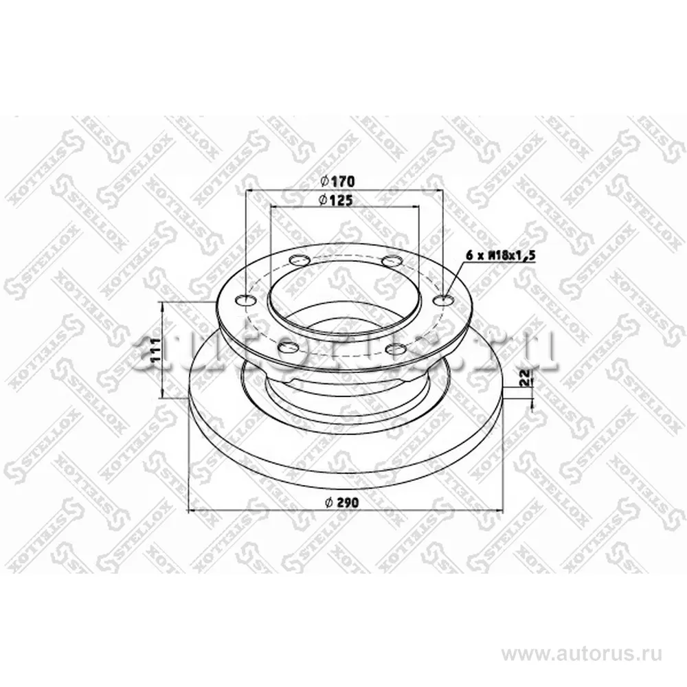 Диск тормозной 290/95X22/111 6NM18X1.5+6NX12.5 IVECO DAILY 35-10/4 STELLOX 8500700_SX