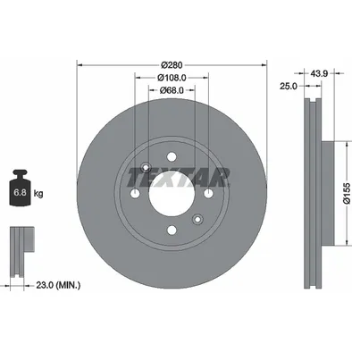 Диск тормозной передний стандартный SAAB TEXTAR 92053800