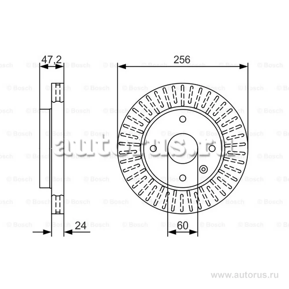 Диск тормозной передний GM AVEO III 2011->/COBALT 13-> /VENT D=256MM BOSCH 0 986 479 A54