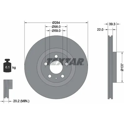 Диск тормозной передний с покрытием PRO ALFA ROMEO TEXTAR 92083203