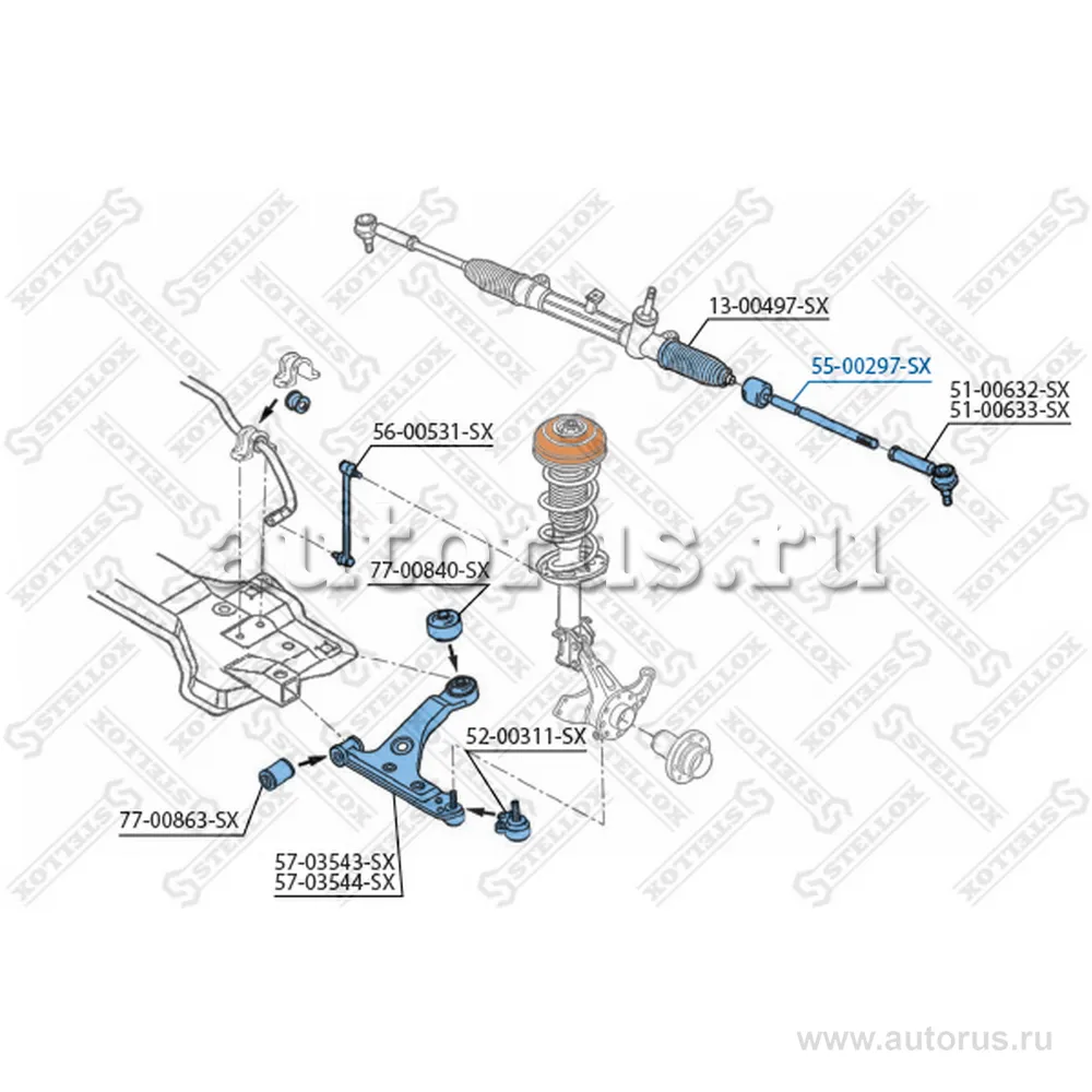 Тяга рулевая Opel Corsa D 1.0 16V/1.2 16V/1.4 16V 07.06> STELLOX 55-00297-SX