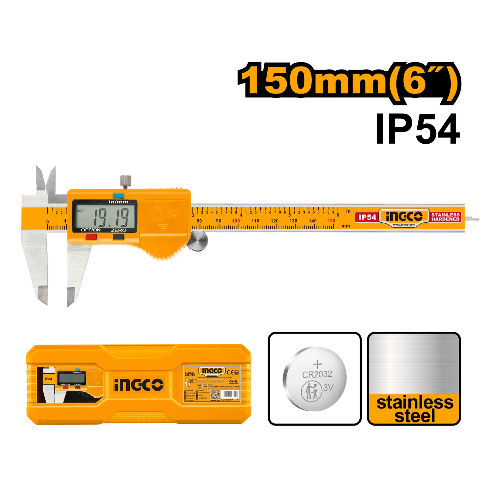 Штангенциркуль цифровой 0-150 мм (10/50) INGCO HDCD28150