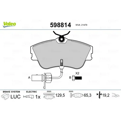 Колодки тормозные передние VALEO 598 814