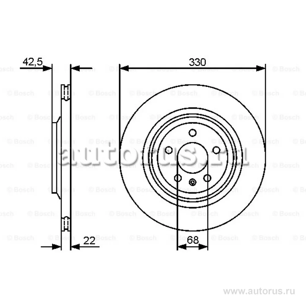 Диск тормозной задний 330X22 5 отверстий BOSCH 0986479457