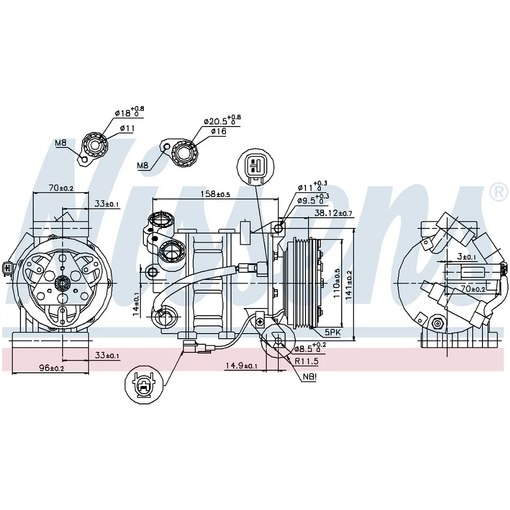 Компрессор кондиционера VOLVO S60 II/XC60/XC70 II mot.2,5T/2,4D NISSENS 89350