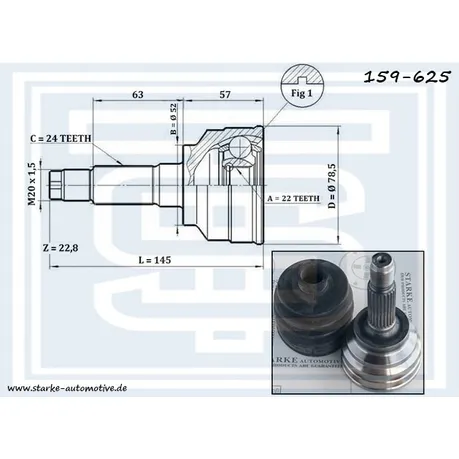 ШРУС MAZDA 323 III (BF) --10.89 без ABS STARKE 159-625