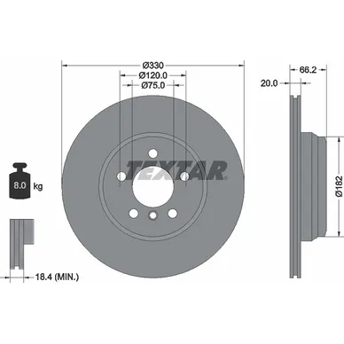 Диск тормозной задний с покрытием PRO BMW/BMW (BRILLIANCE) TEXTAR 92241903