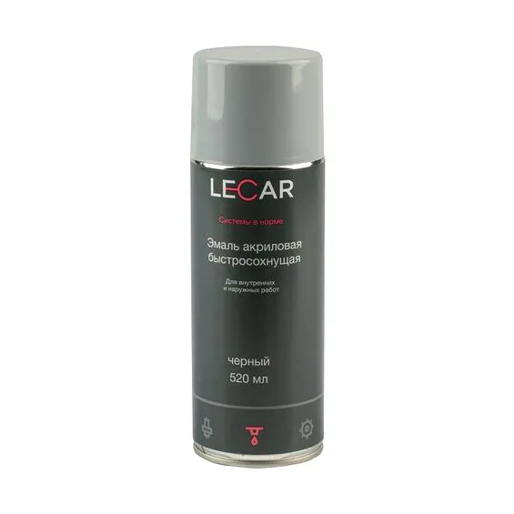 Эмаль акриловая, цвет черный, 520 мл. (аэрозоль) LECAR LECAR000012511
