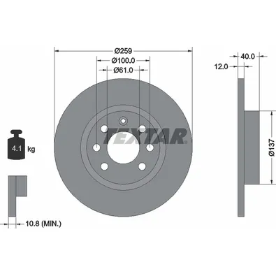 Диск тормозной передний стандартный VOLVO TEXTAR 92050600