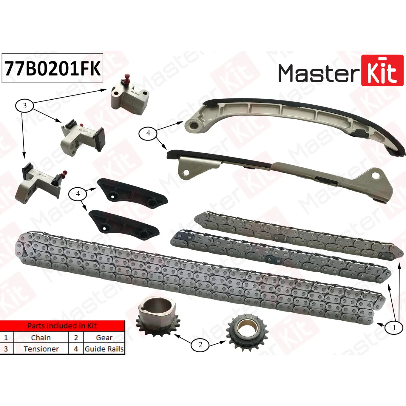 Комплект цепи ГРМ Toyota LAND CRUISER 1GR-FE MASTERKIT 77B0201FK