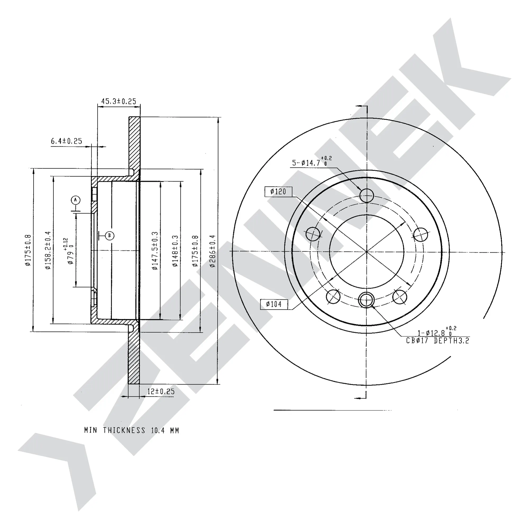 Диск тормозной передний BMW 3 E36 90-00 (2 шт) ZENNEK DBD0153