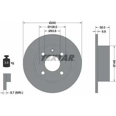 Диск тормозной передний стандартный FORD TEXTAR 92023000