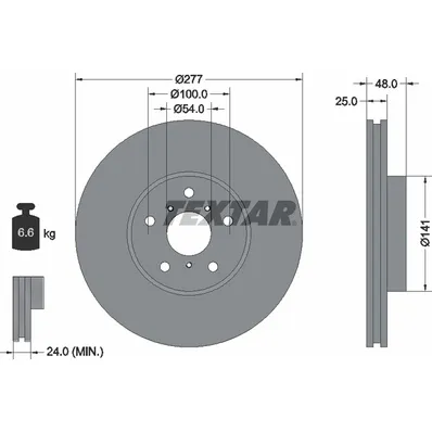 Диск тормозной передний стандартный LEXUS TEXTAR 92240400