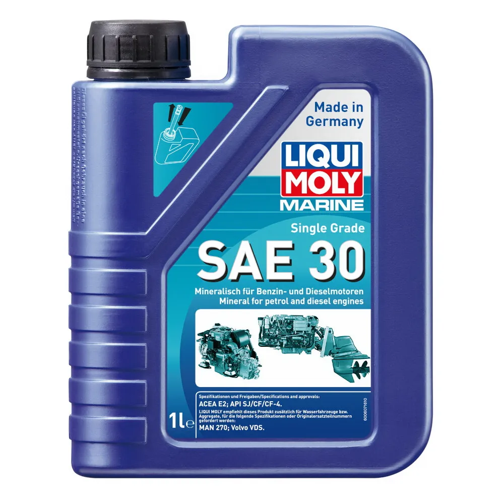 Масло моторное д/лодок Marine Single Grade 30 CF/CF-4/SJ E2 (1л) LIQUI MOLY 25065