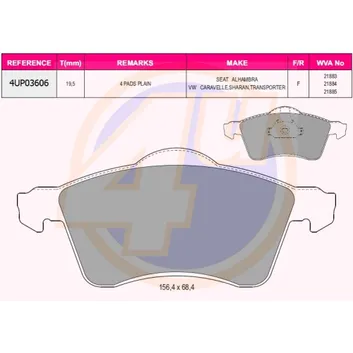 Колодки передние VW T4 96- 4U 4UP03606