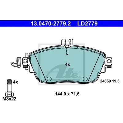 Колодки дисковые п. mb w246 1.82.0cdi 11 ATE 13.0470-2779.2