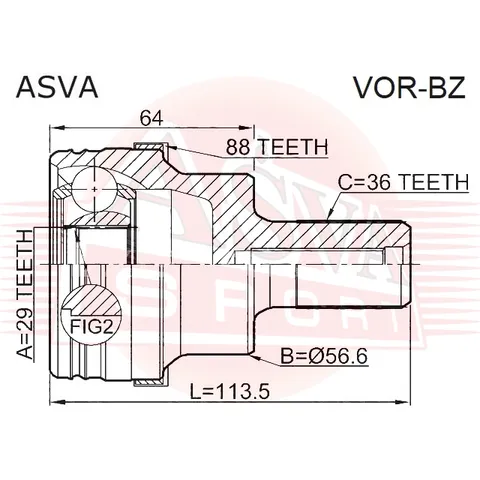 Шрус наружный 27x56x40 ASVA VORBZ