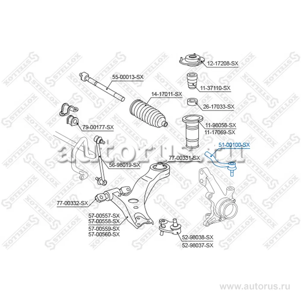 Наконечник рулевой Lexus RX300/330/350 03> STELLOX 51-00100-SX