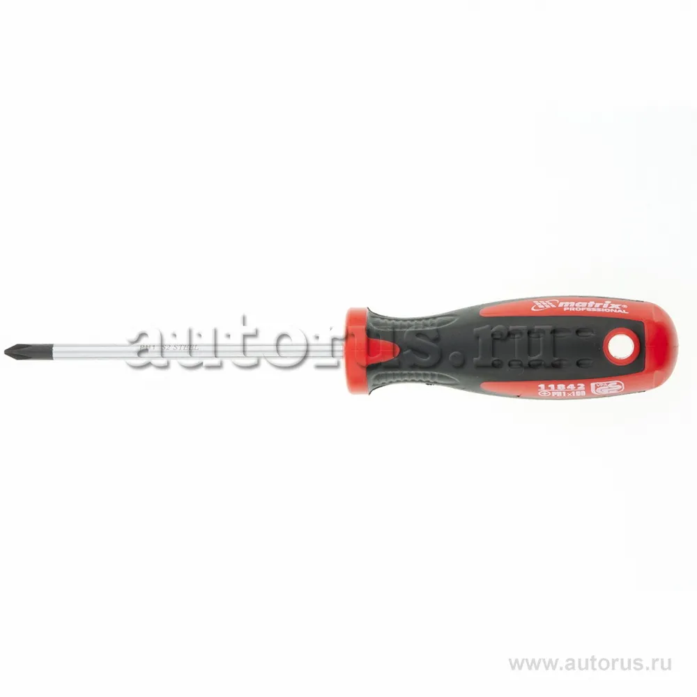 Отвертка Profi, Ph1x100 мм, S2, двухкомп. рукоятка MATRIX 11842