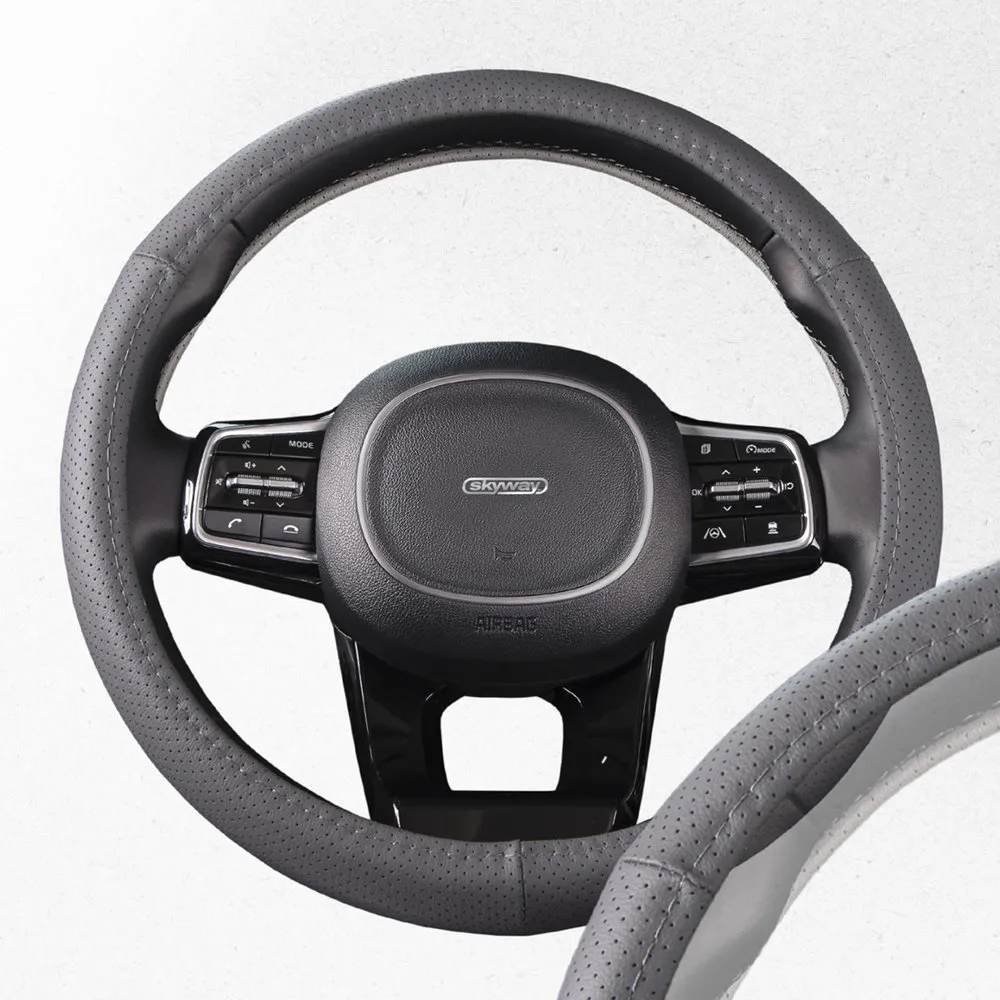 Оплетка Real-1 М Серая кожа натуральная, SKYWAY SKYWAY S01108002