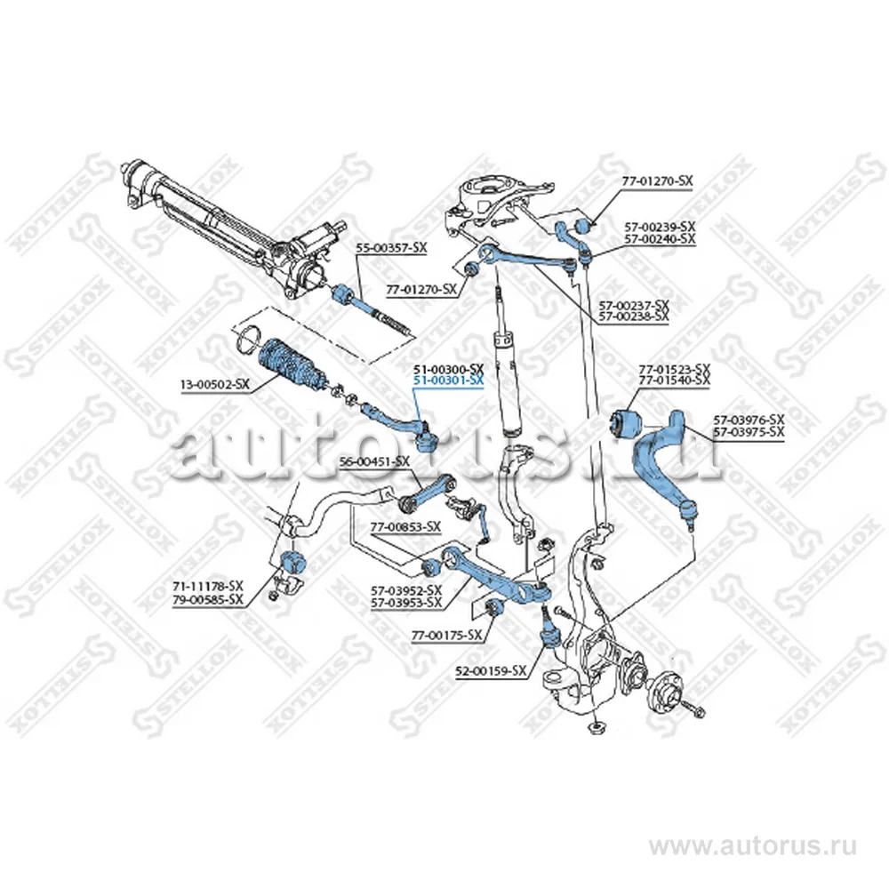 Наконечник рулевой правый Audi A4/A5 1.8TFSI-3.2FSi quattro 07> STELLOX 51-00301-SX