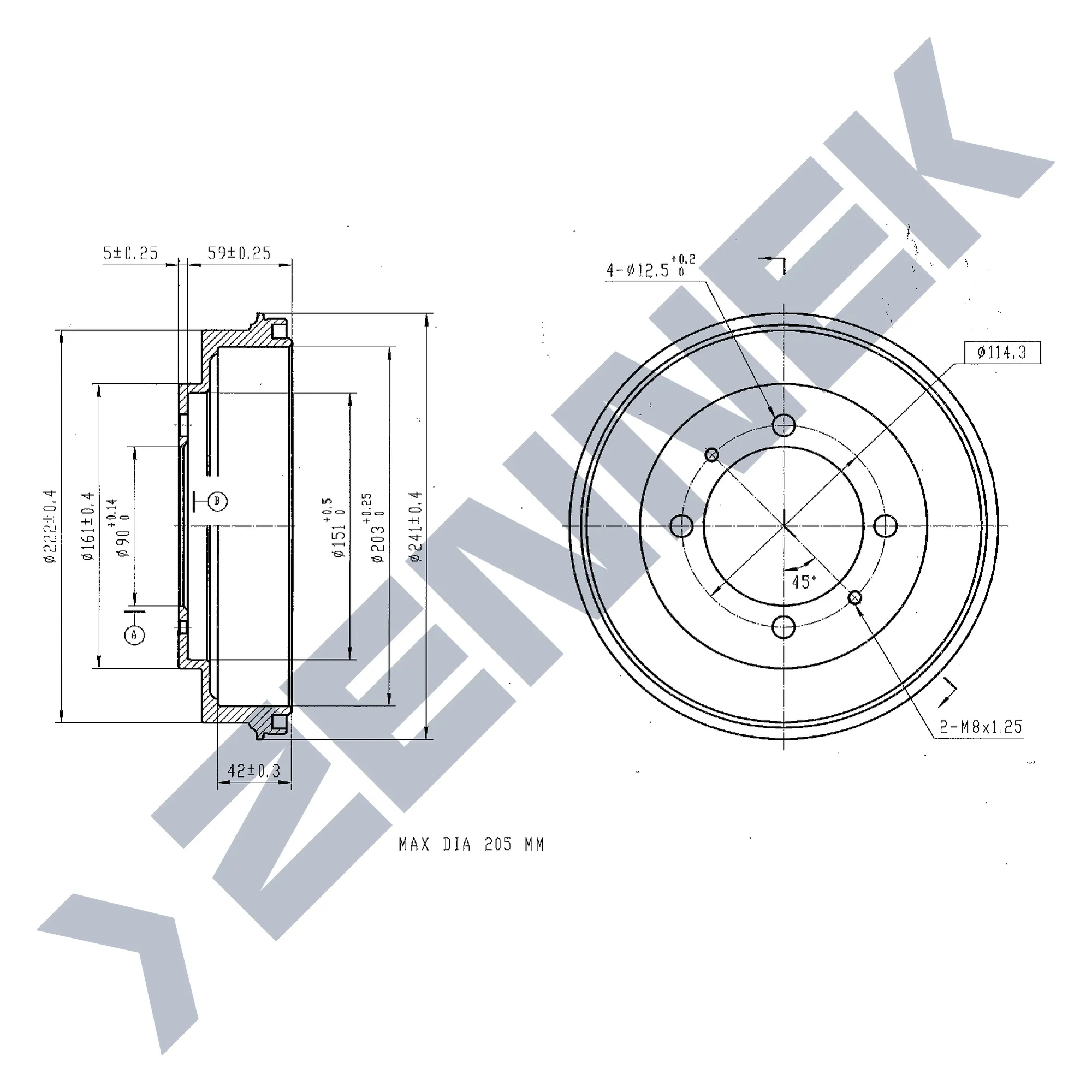 Барабан тормозной MITSUBISHI CARISMA 95-06, SPACE 98-04 ZENNEK DDR0019