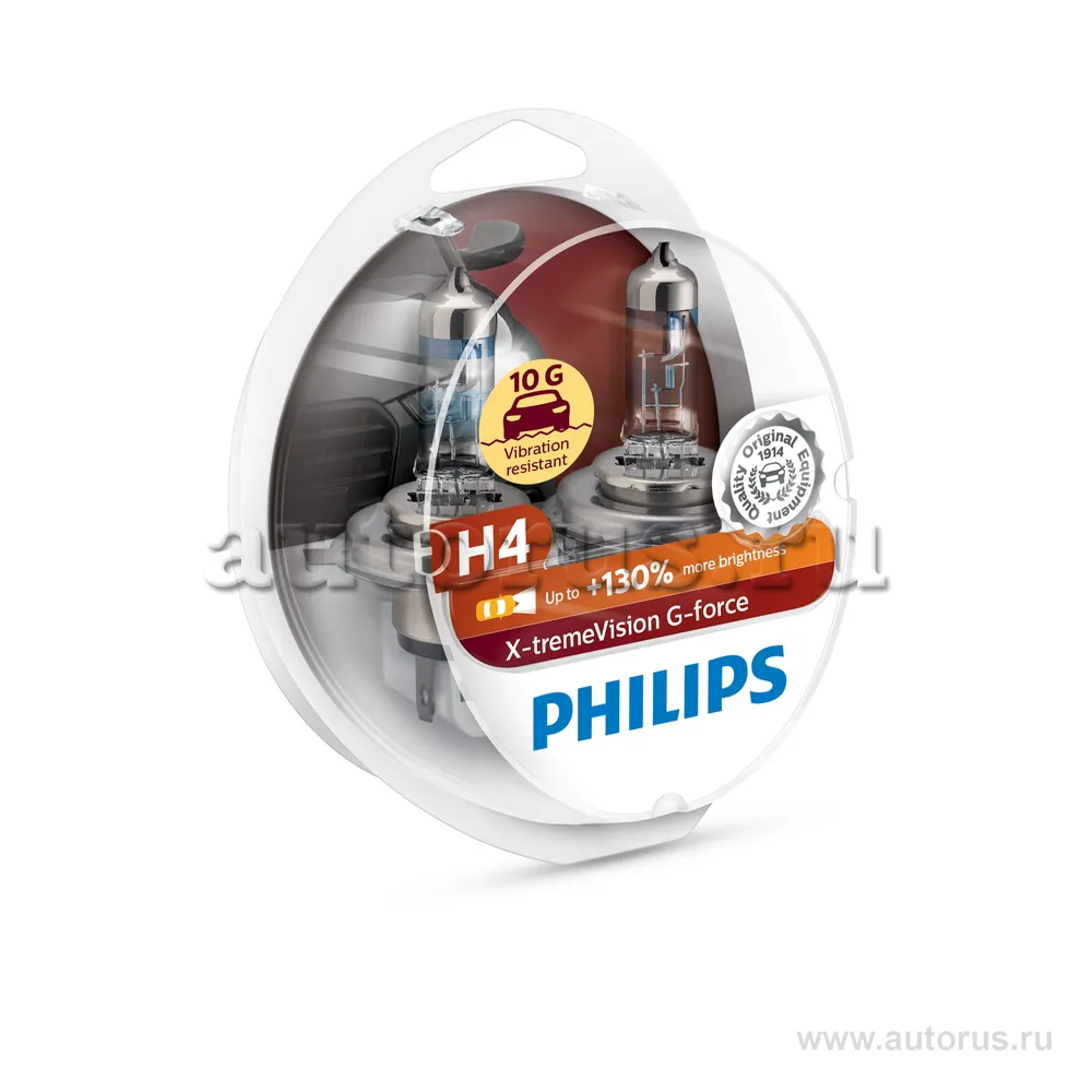 Лампа 12V H4 60/55W P43t PHILIPS X-treme Vision G-force 2 шт. DUOBOX 12342XVGS2
