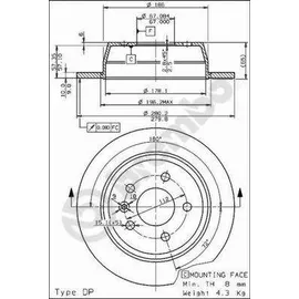 Диск тормозной задний BREMBO 08.6968.10