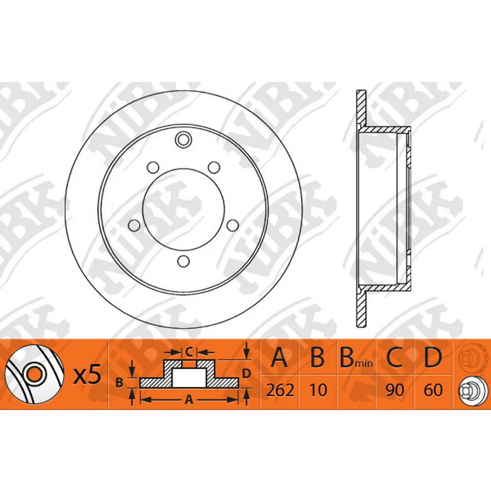 Диск тормозной задний MITSUBISHI OUTLANDER/XL/LANCER/ECLIPSE/SPACERUNNER NIBK RN1242