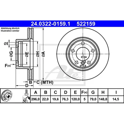 Диск тормозной передний BMW E39 SPORT ATE 24.0322-0159.1