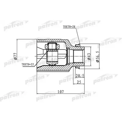 ШРУС внутренний правый 22x43x28 KIA SHUMA,II/SEPHIA,II/ PATRON PCV1172