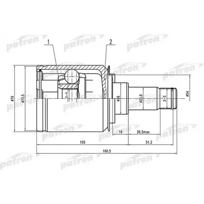ШРУС внутренний 22x36x27 MERCEDES BENZ B-CLASS 245 04- PATRON PCV1521