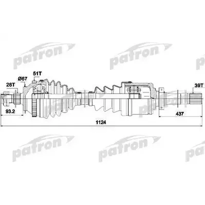 Полуось прав RENAULT: MASTER II автобус 2.5 D/2.8 dTI 98- PATRON PDS1408