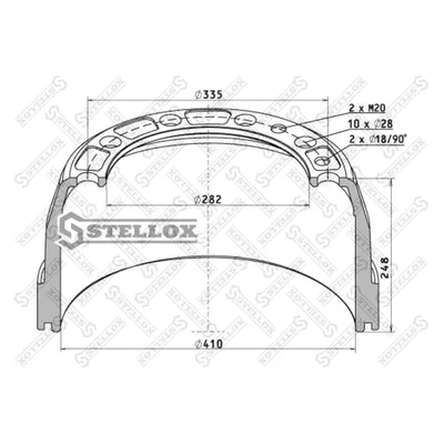 Барабан тормозной 410x150x248 n10Volvo 410x150x248 n10 STELLOX 8500188_SX