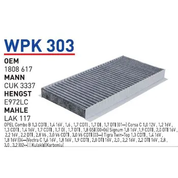Фильтр салонный (угольный) OPEL Vectra C/CORSA C/SAAB WUNDER FILTER WPK303