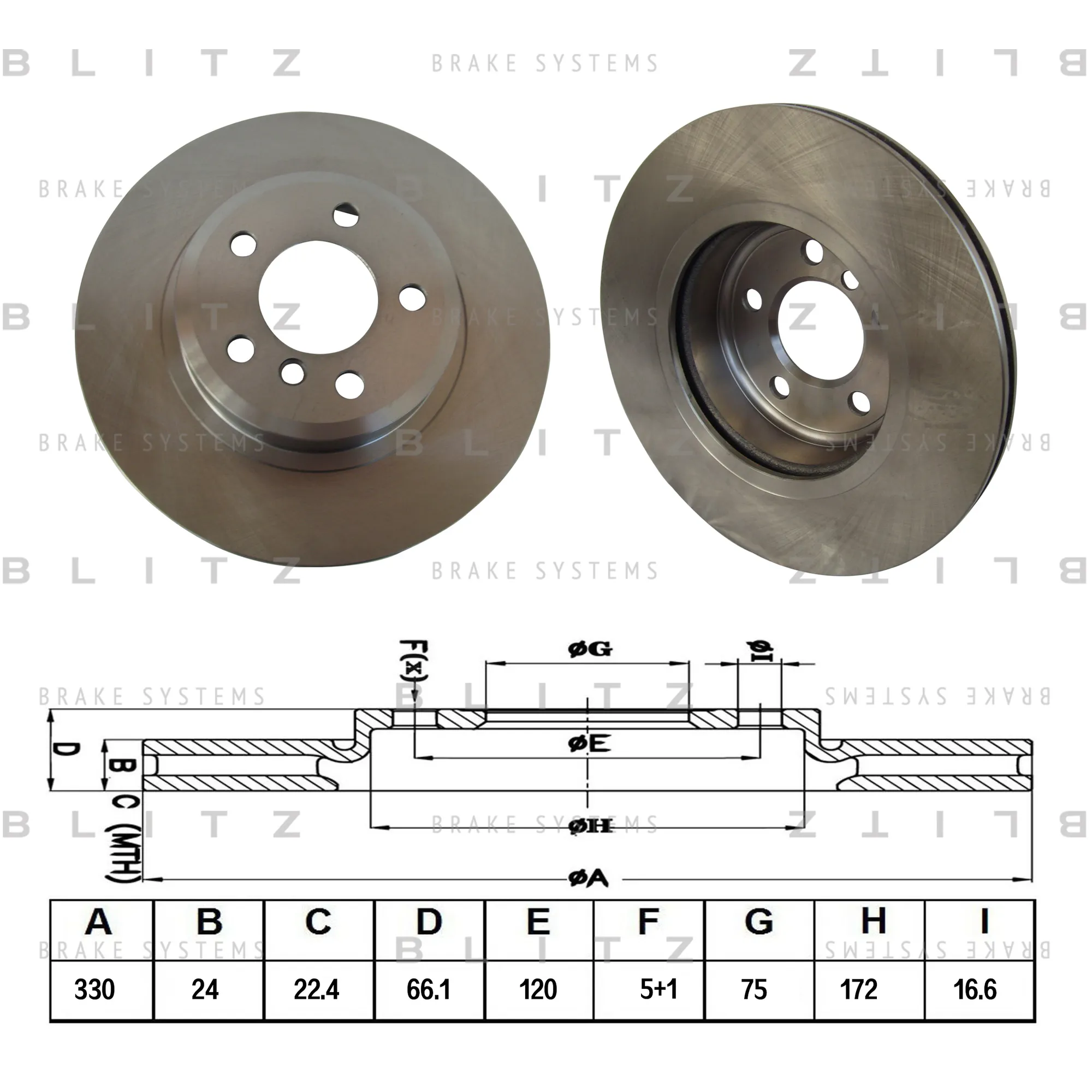 Диск тормозной передний вентилируемый BMW 5(F10) 10-> BLITZ BS0385