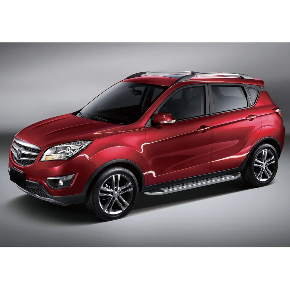 Порог алюминиевый Bmw-Style овалы Changan CS35 Серебристый, черный Rival B173AL.8901.1