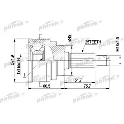 ШРУС наружн к-кт [Без ABS] SUZUKI: BALENO 95 - 02, BALE PATRON PCV1365