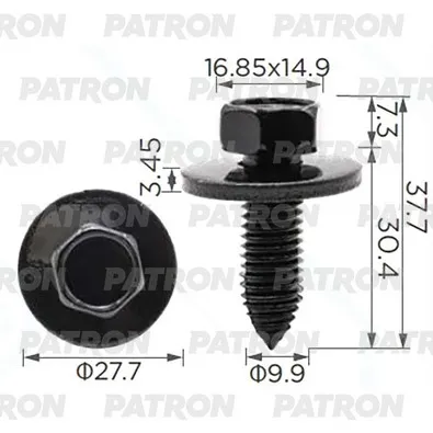 Болт металлический Болт с шайбой M10x30 GM PATRON P37-3934