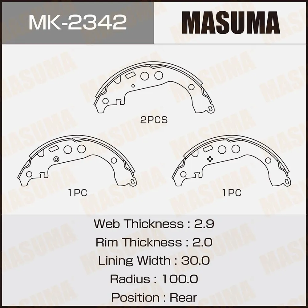 Колодки барабанные TOYOTA ALLEX MASUMA MK-2342