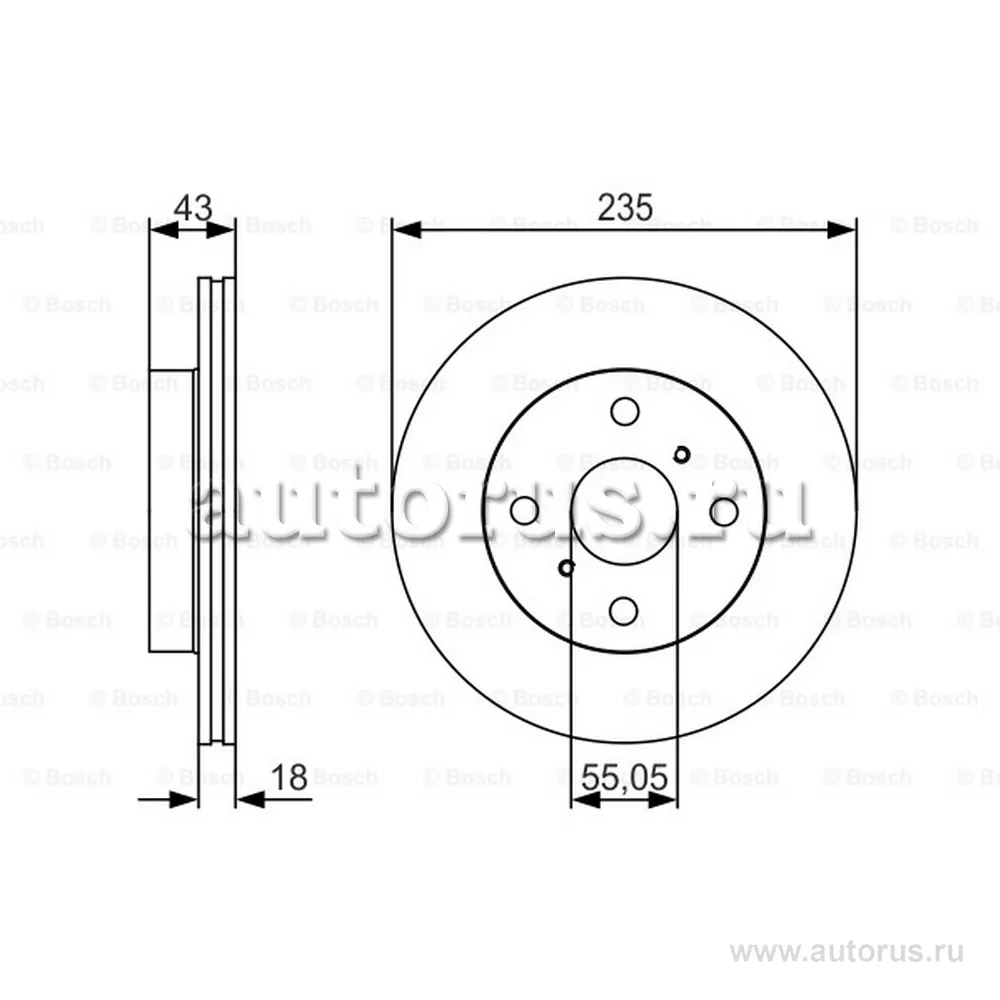 Диск тормозной передний TOYOTA ECHO, YARIS BOSCH 0986479S46