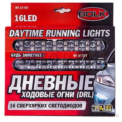 Дневные ходовые огни светодиодные 16LED 180x25 мм 12В 2шт BOLK BK61101