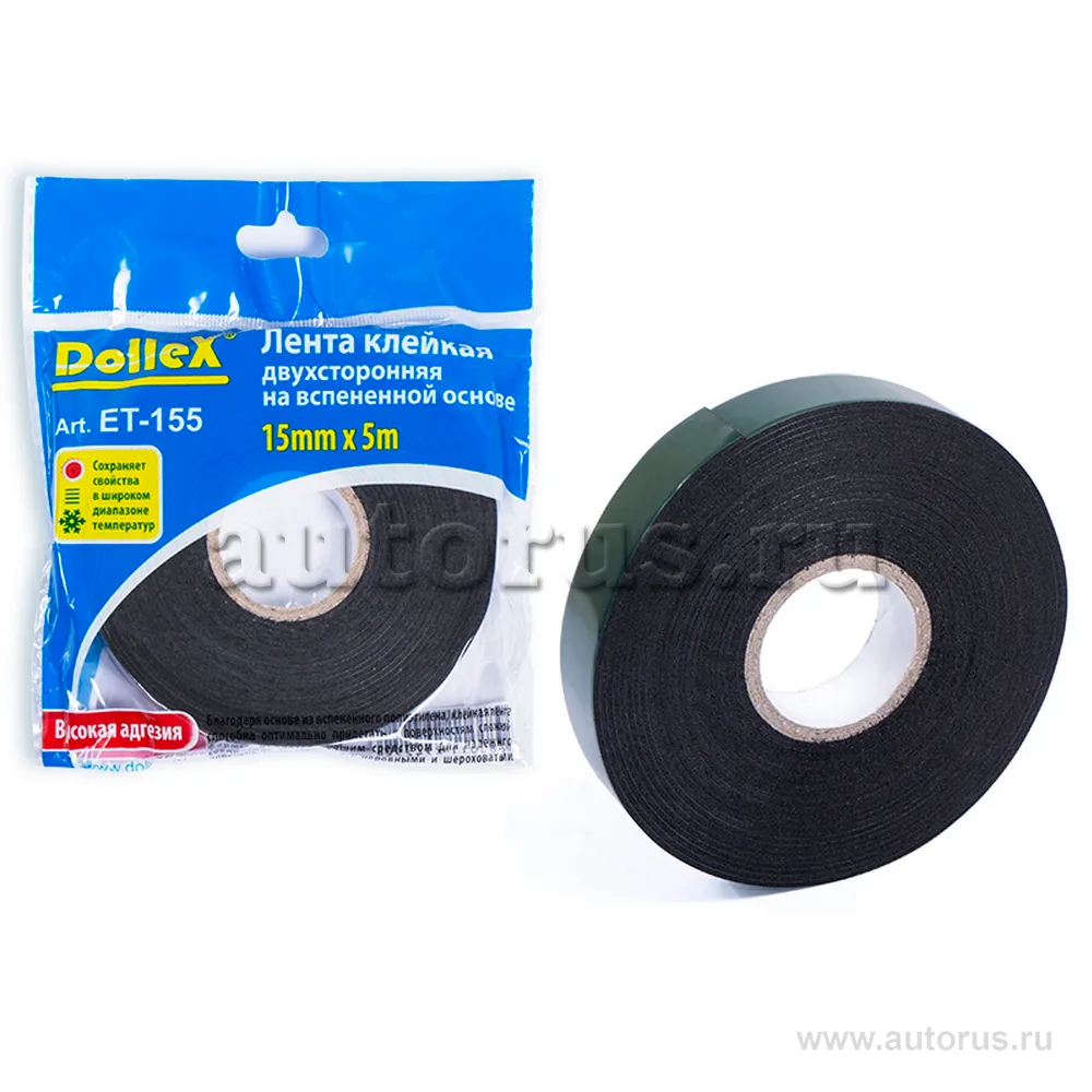 Скотч двухсторонний 15 мм x5 м DOLLEX ET-155